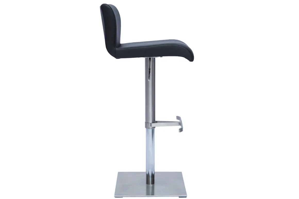 Sale Miliboo Taburete de cocina de diseño regulable negro y acero inoxidable cepillado SHEINA