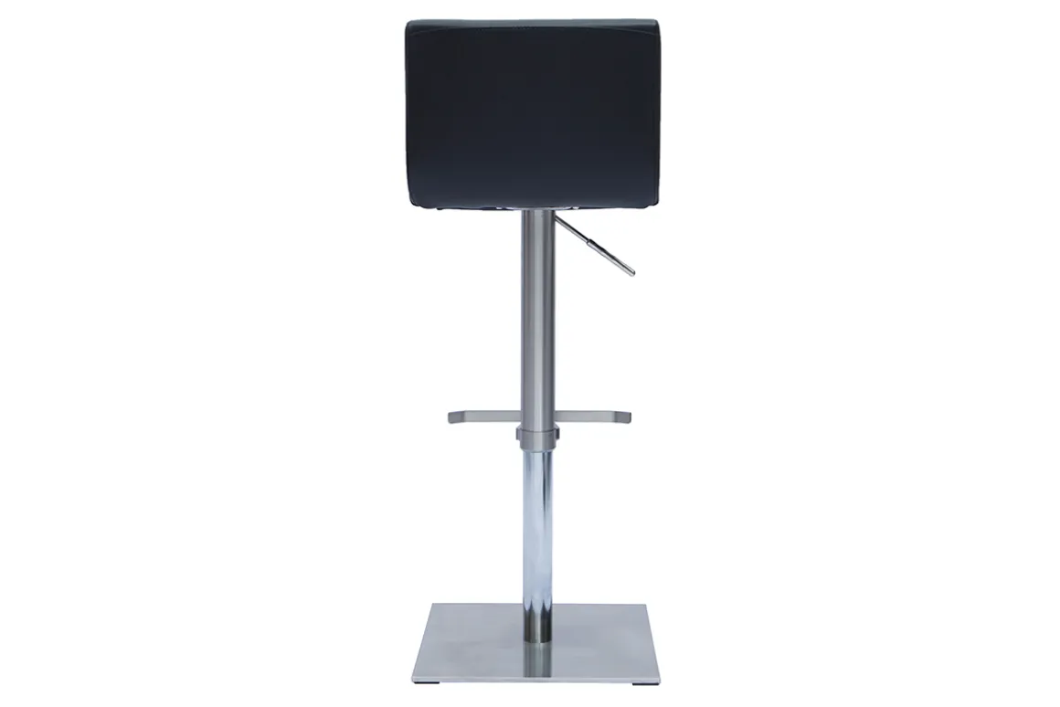 Sale Miliboo Taburete de cocina de diseño regulable negro y acero inoxidable cepillado SHEINA