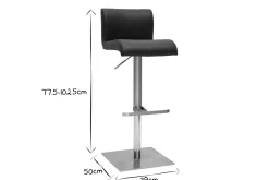 Sale Miliboo Taburete de cocina de diseño regulable negro y acero inoxidable cepillado SHEINA