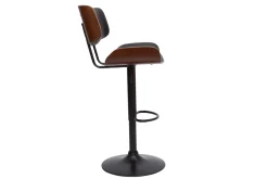 Shop Miliboo Taburete de cocina de diseño regulable negro con madera oscura BASILE