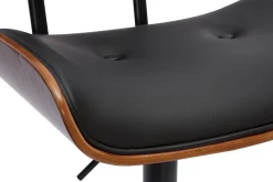 Shop Miliboo Taburete de cocina de diseño regulable negro con madera oscura BASILE