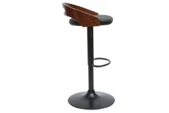 Hot Miliboo Taburete de cocina de diseño regulable de nogal y poliuretano negro MANO