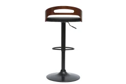 Hot Miliboo Taburete de cocina de diseño regulable de nogal y poliuretano negro MANO