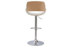 Fashion Miliboo Taburete de cocina de diseño regulable blanco con tonos de madera clara CLASH