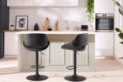 Fashion Miliboo Taburete de cocina de diseño regulable blanco con tonos de madera clara CLASH