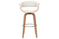 Clearance Miliboo Taburete de cocina de diseño giratorio blanco y madera clara 67 cm OKTAV