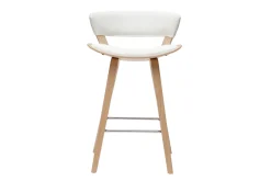 Store Miliboo Taburete de cocina de diseño blanco con madera clara 65 cm SYRAH