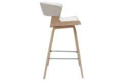 Store Miliboo Taburete de cocina de diseño blanco con madera clara 65 cm SYRAH