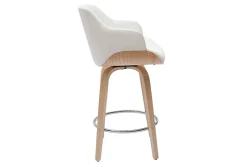Hot Miliboo Taburete de cocina de madera clara y blanco 65 cm LUCIEN