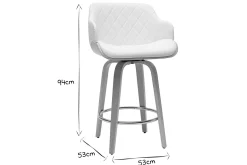 Hot Miliboo Taburete de cocina de madera clara y blanco 65 cm LUCIEN