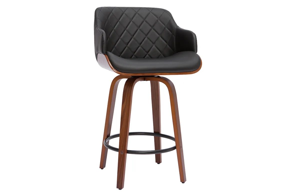 Cheap Miliboo Taburete de cocina de madera oscura y negro 65 cm LUCIEN