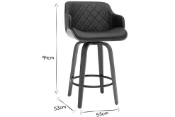 Cheap Miliboo Taburete de cocina de madera oscura y negro 65 cm LUCIEN
