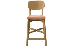 Online Miliboo Taburete de cocina de madera de roble claro y tela efecto aterciopelado terracota 65 cm LUCIA
