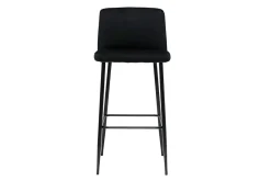 Sale Miliboo Taburete de cocina de terciopelo negro con patas de metal negro 78 cm MONTI