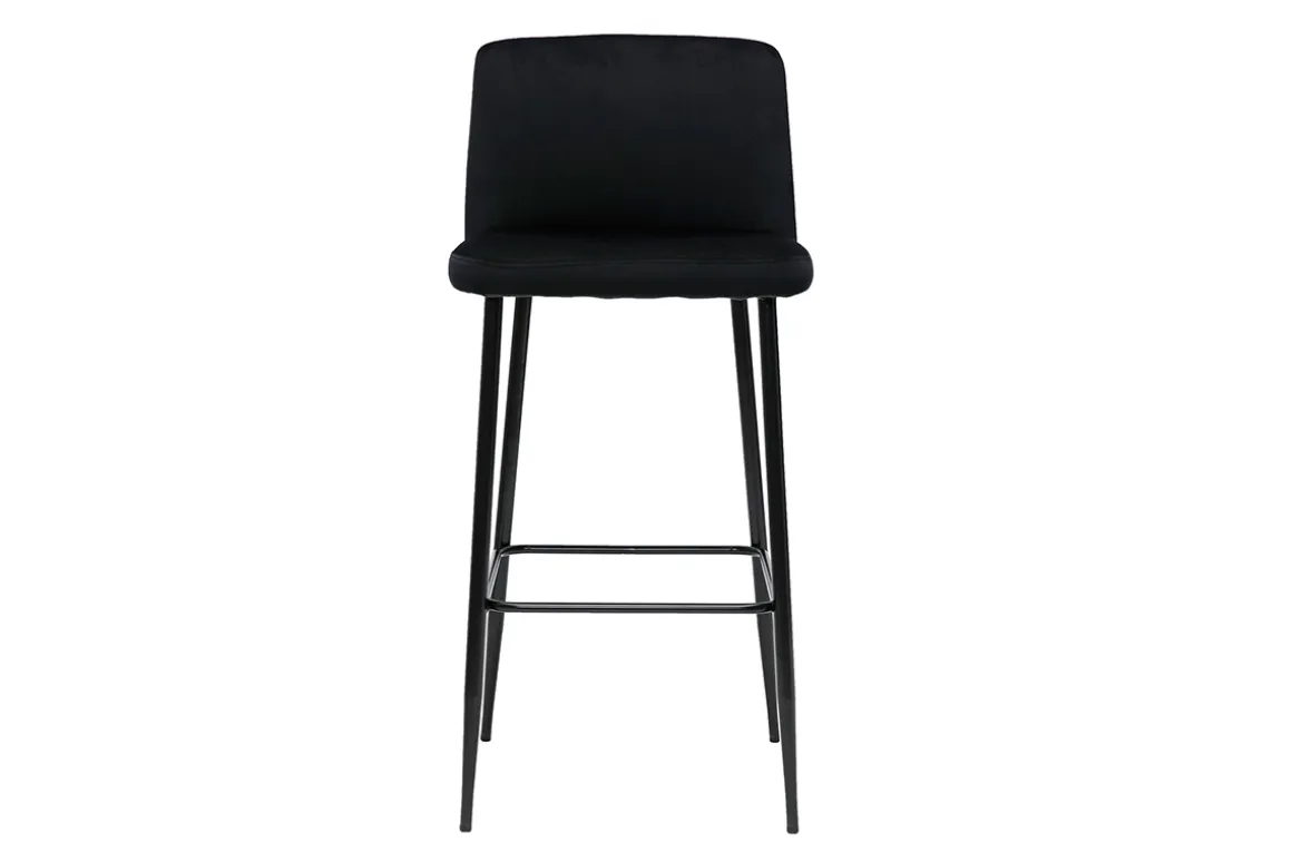 Sale Miliboo Taburete de cocina de terciopelo negro con patas de metal negro 78 cm MONTI