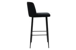 Sale Miliboo Taburete de cocina de terciopelo negro con patas de metal negro 78 cm MONTI