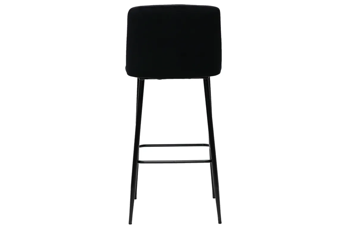 Sale Miliboo Taburete de cocina de terciopelo negro con patas de metal negro 78 cm MONTI