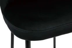 Sale Miliboo Taburete de cocina de terciopelo negro con patas de metal negro 78 cm MONTI