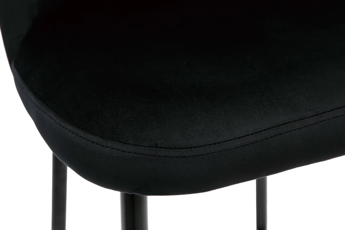 Sale Miliboo Taburete de cocina de terciopelo negro con patas de metal negro 78 cm MONTI