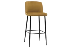 Discount Miliboo Taburete de cocina de terciopelo bronce con patas de metal negro 78 cm MONTI