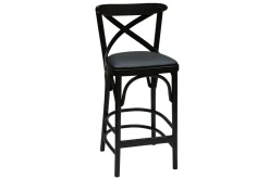 Fashion Miliboo Taburete de cocina estilo bistrot de haya maciza negra 65 cm MARCEL