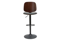 Discount Miliboo Taburete de cocina regulable negro con madera oscura BECK