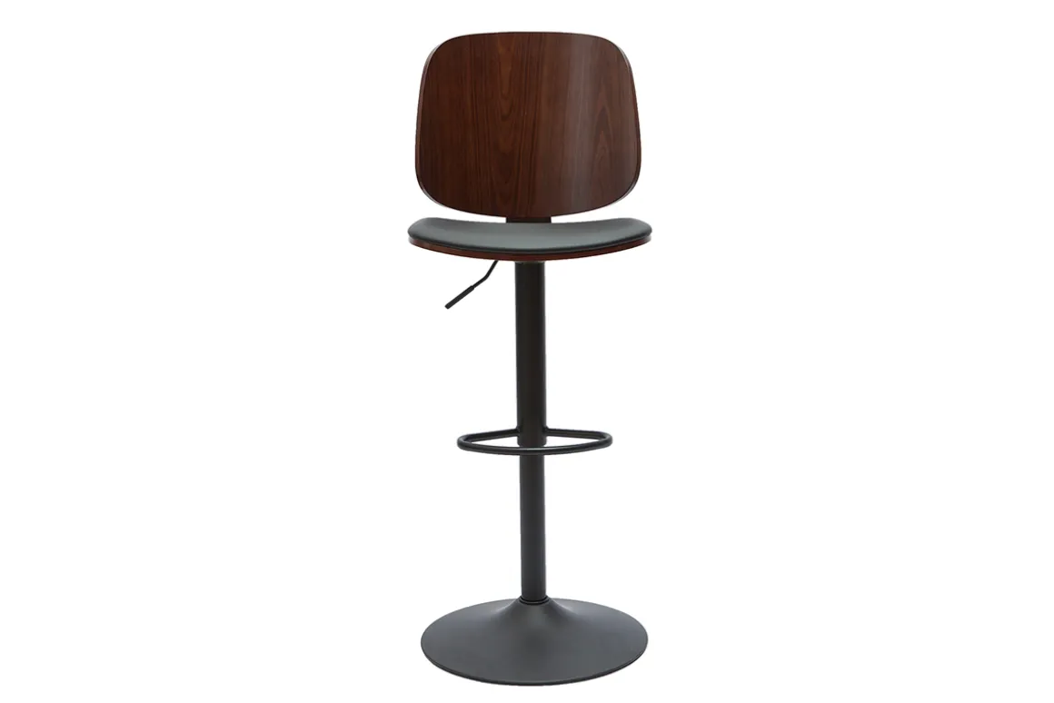 Discount Miliboo Taburete de cocina regulable negro con madera oscura BECK
