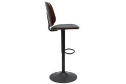 Discount Miliboo Taburete de cocina regulable negro con madera oscura BECK