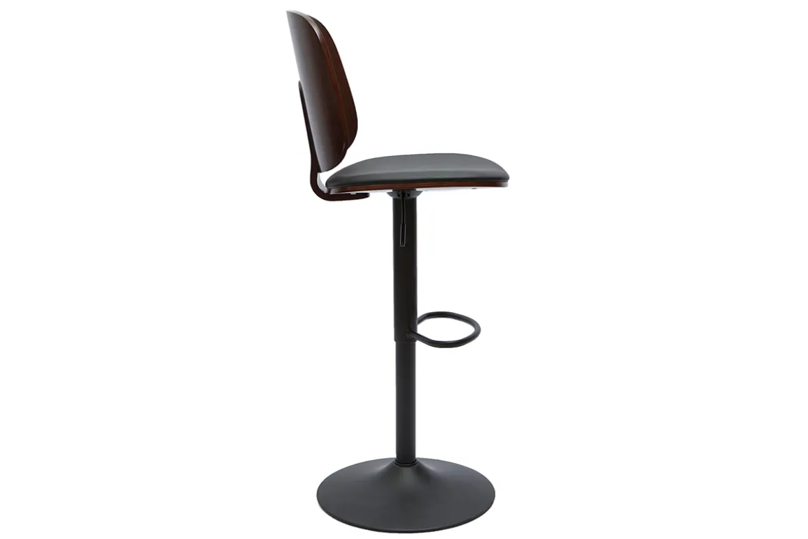 Discount Miliboo Taburete de cocina regulable negro con madera oscura BECK
