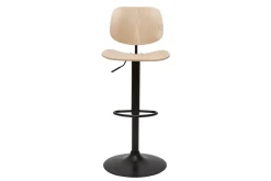 Sale Miliboo Taburete de cocina regulable de madera clara y metal negro TOBIAS
