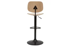 Sale Miliboo Taburete de cocina regulable de madera clara y metal negro TOBIAS