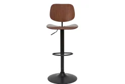 New Miliboo Taburete de cocina regulable de nogal y metal negro TOBIAS