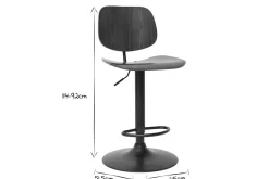 New Miliboo Taburete de cocina regulable de nogal y metal negro TOBIAS