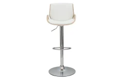 Fashion Miliboo Taburete de cocina regulable blanco y madera clara VESPER