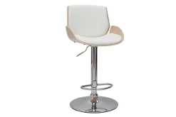 Fashion Miliboo Taburete de cocina regulable blanco y madera clara VESPER