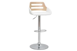Best Sale Miliboo Taburete de cocina regulable de diseño blanco y roble PERNIK