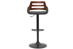 Hot Miliboo Taburete de cocina regulable de diseño negro y nogal PERNIK