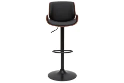 Fashion Miliboo Taburete de cocina regulable negro con madera oscura VESPER