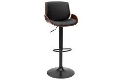Fashion Miliboo Taburete de cocina regulable negro con madera oscura VESPER