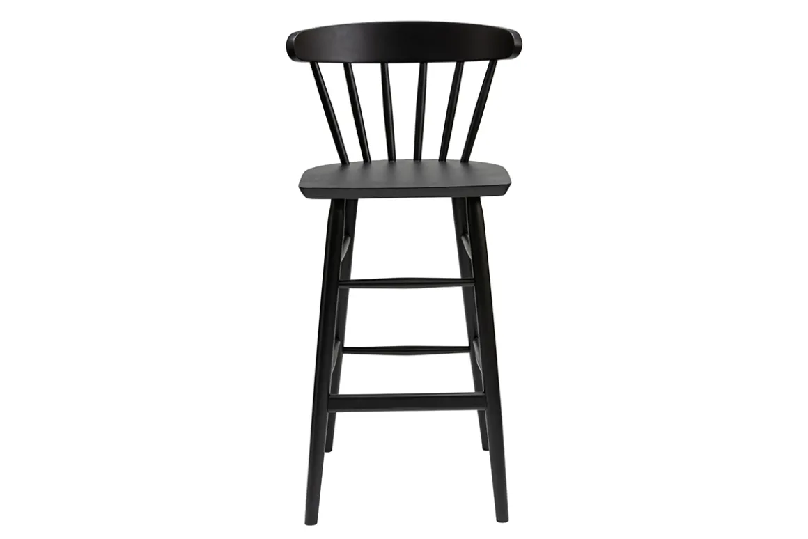 Store Miliboo Taburete de cocina vintage con varillas negras mate 65 cm de altura DARIA