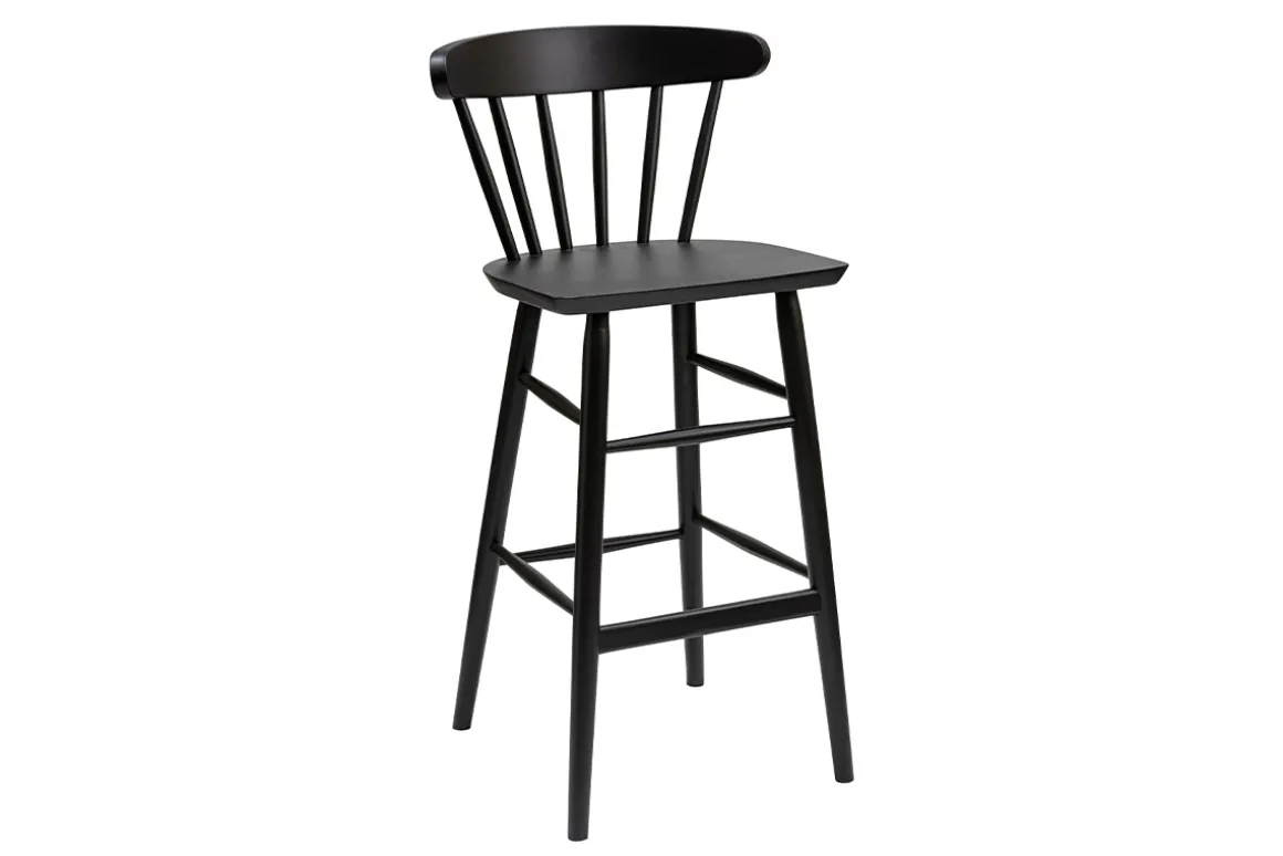 Store Miliboo Taburete de cocina vintage con varillas negras mate 65 cm de altura DARIA