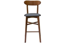 Hot Miliboo Taburete de cocina vintage de nogal y negro 75 cm DOVE