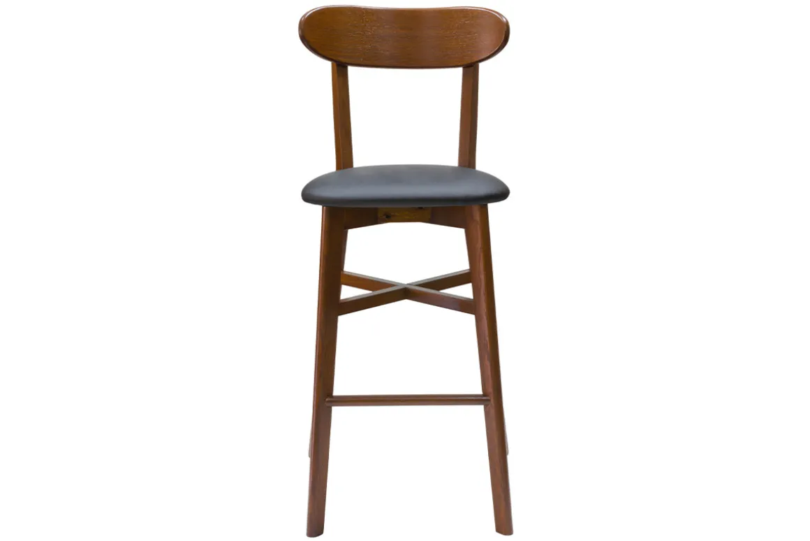 Hot Miliboo Taburete de cocina vintage de nogal y negro 75 cm DOVE