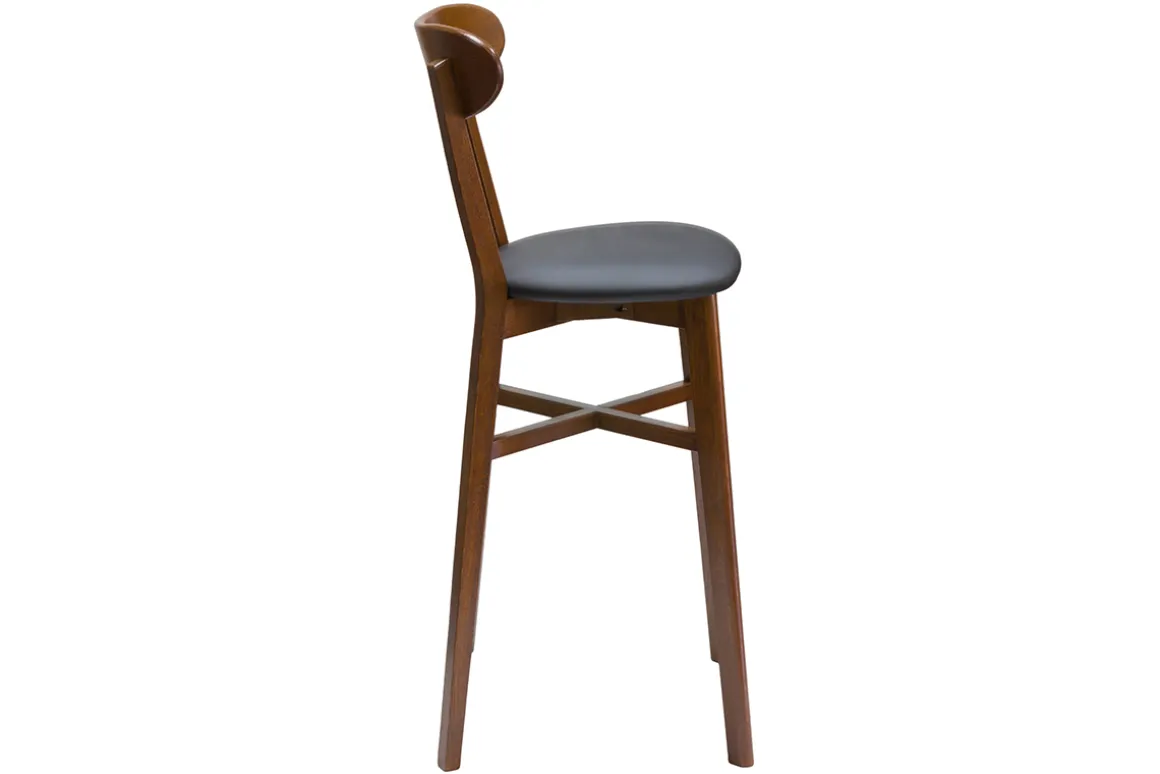 Hot Miliboo Taburete de cocina vintage de nogal y negro 75 cm DOVE