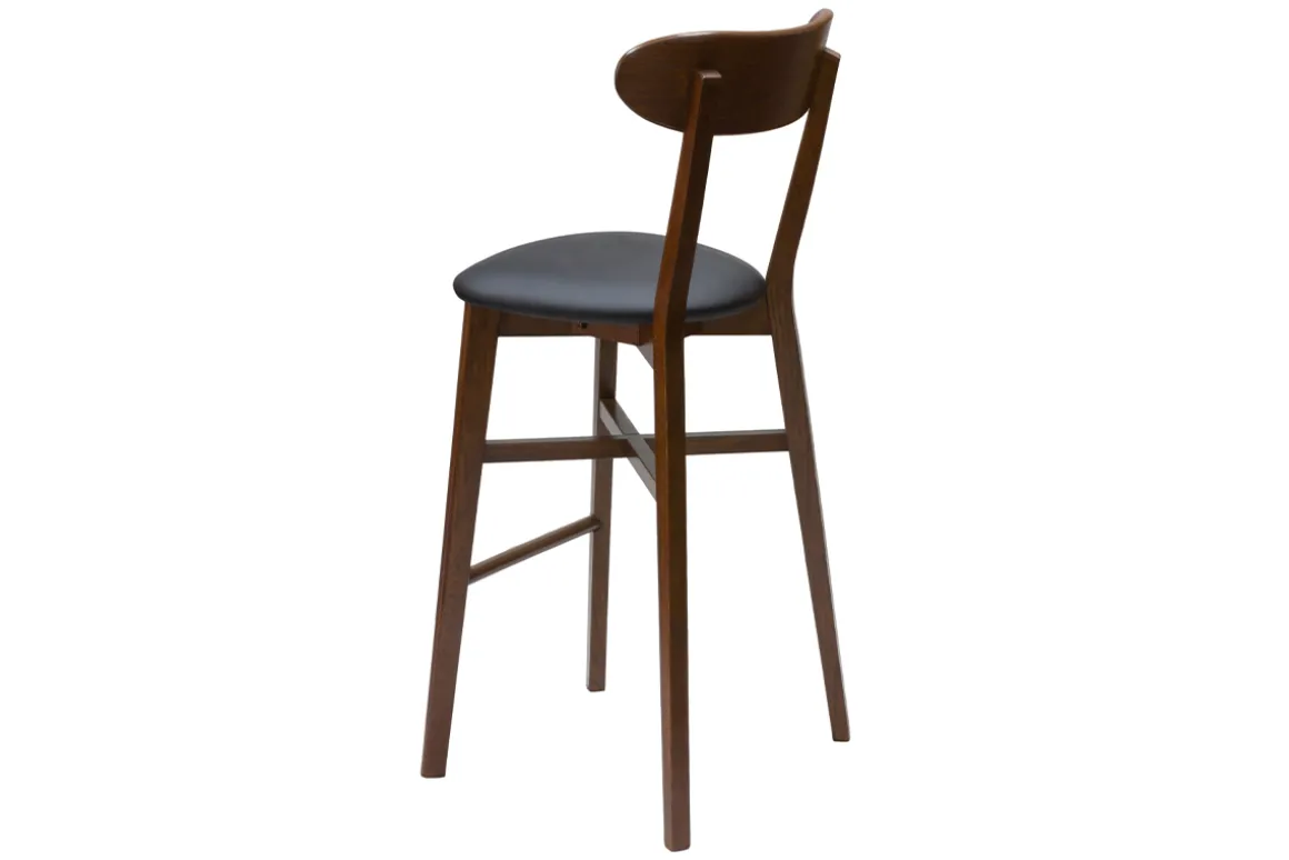 Hot Miliboo Taburete de cocina vintage de nogal y negro 75 cm DOVE