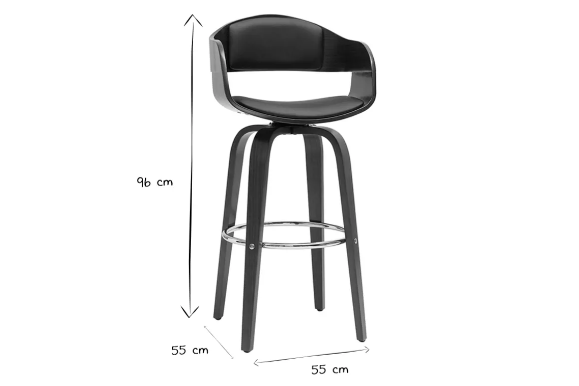 Best Sale Miliboo Taburete de cocina vintage giro 360° nogal 67 cm GAO