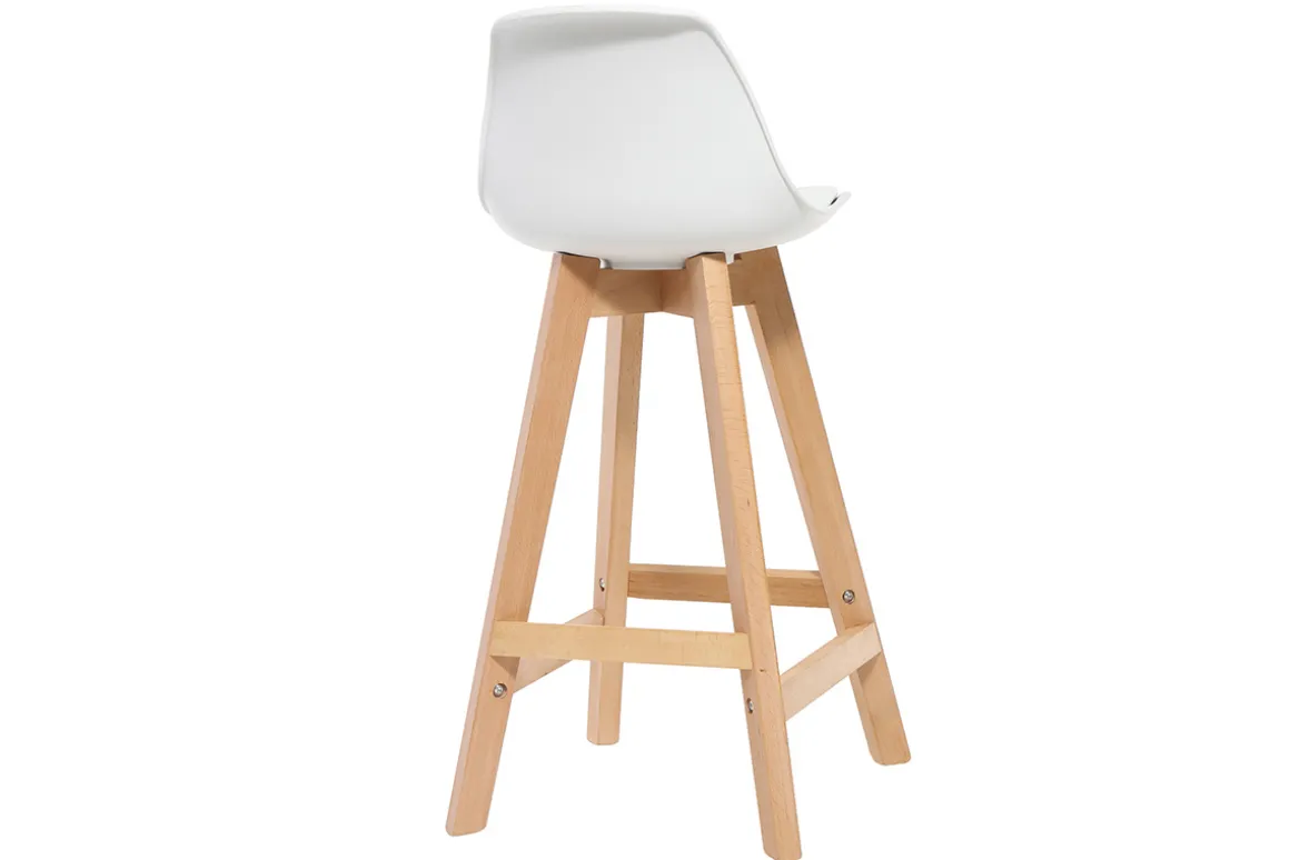 New Miliboo Taburete diseño blanco y madera 65cm lote dos MINI PAULINE