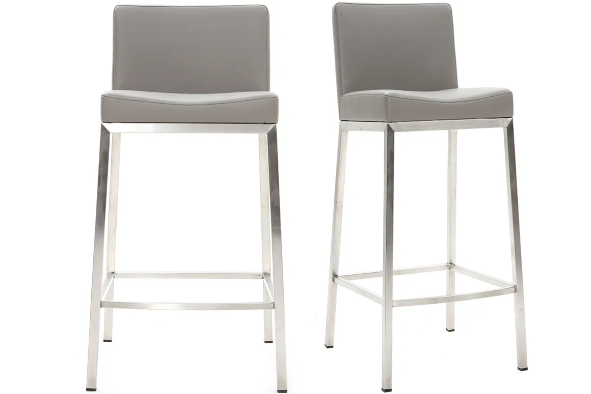 Hot Miliboo Taburete diseño 66cm gris lote de 2 EPSILON