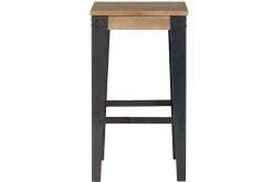 Flash Sale Miliboo Taburete diseño industrial metal y madera 65cm MADISON