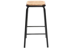Discount Miliboo Taburete industrial negro y madera oscura 65 cm lote de 2 MEMPHIS